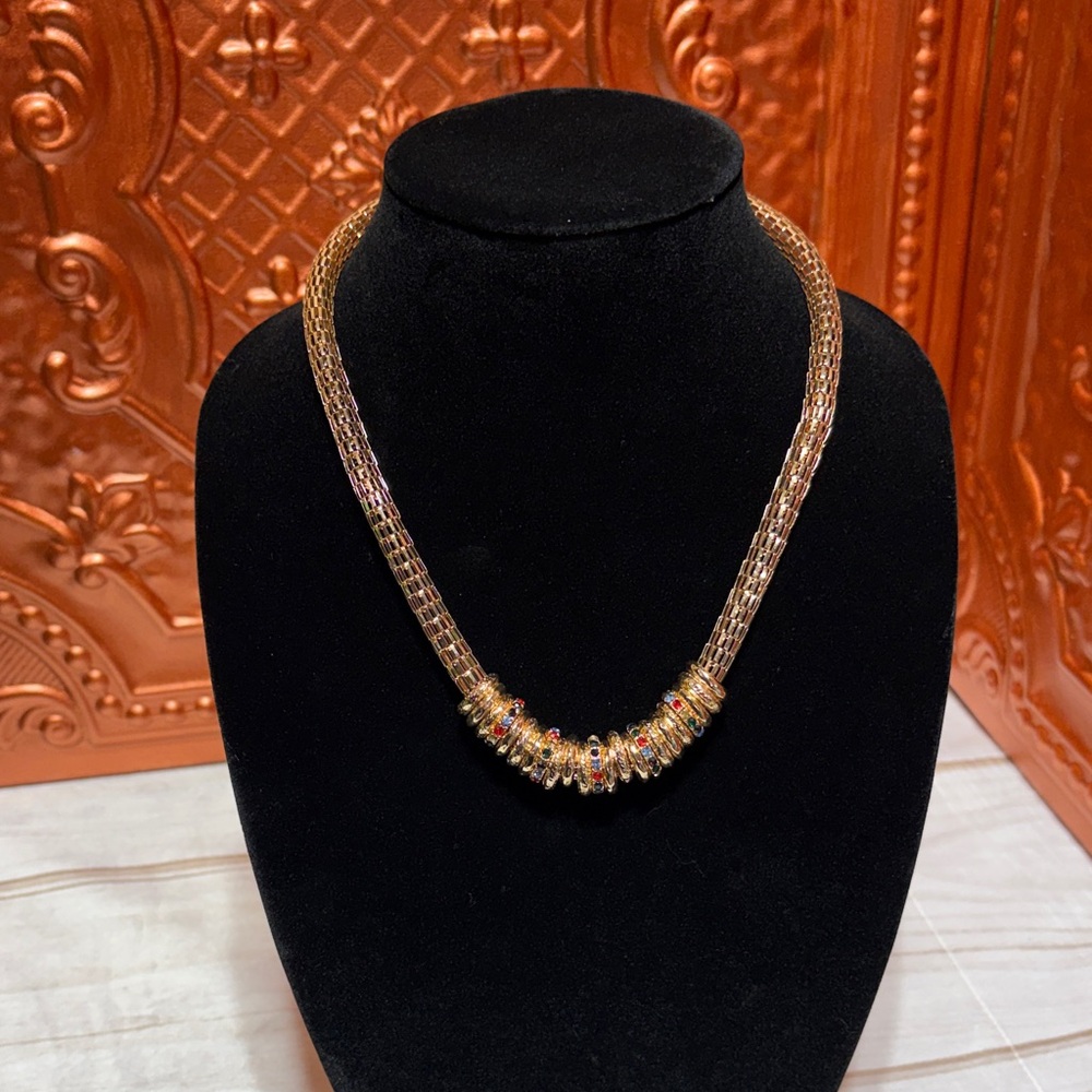 JTV Gold Necklace with Multicolor Accents